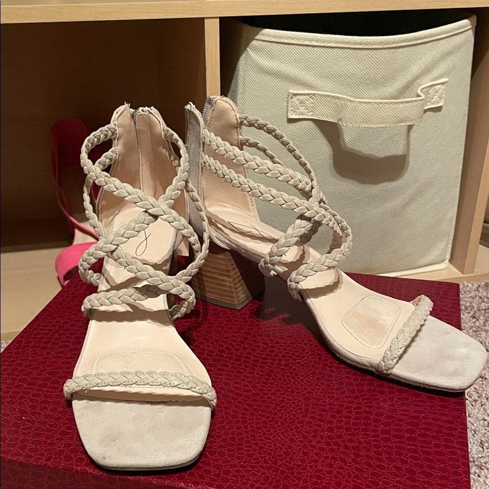 Joie Braided Strap Heels - Cream